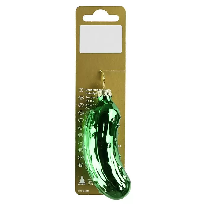 Deko-Anhänger Gurke - Durchmesser: 3 cm, Grün, Glas - Grüner Glas-Weihnachtsbaumschmuck in Gurkenform.
