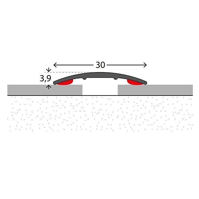 LOGOCLIC Prijelazni profil (Srebrno, 2,7 m x 30 mm x 3,9 mm, Vrsta montaže: Lijepljenje)