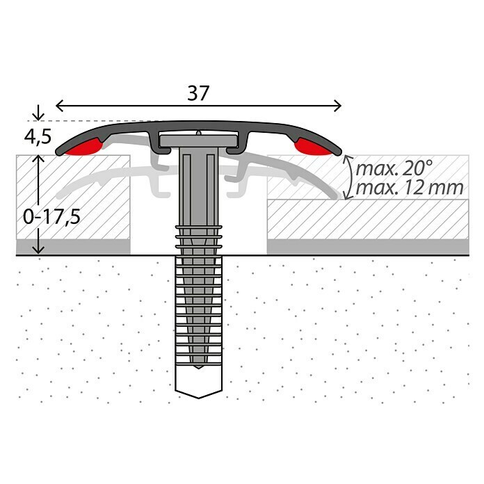 LOGOCLIC Universalprofil 3in1 Sunnyside0,9 m x 37 mm x 4,5 mm, Montageart: Schrauben Detail Shot