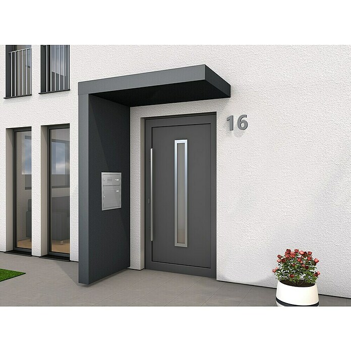 Gutta Rechteckvordach BS Plus 160 UP ST BK FUKA (160 x 90 x 15,5 cm, Seitenteil links, Briefkastenanlage Edelstahl) | BAUHAUS