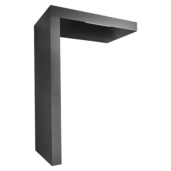 Gutta Rechteckvordach BS Plus 160 UP ST - 160 x 90 x 15,5 cm, Seitenteil links - Dunkelgraue, L-förmige moderne Außenpollerleuchte mit integriertem LED-Streifen.