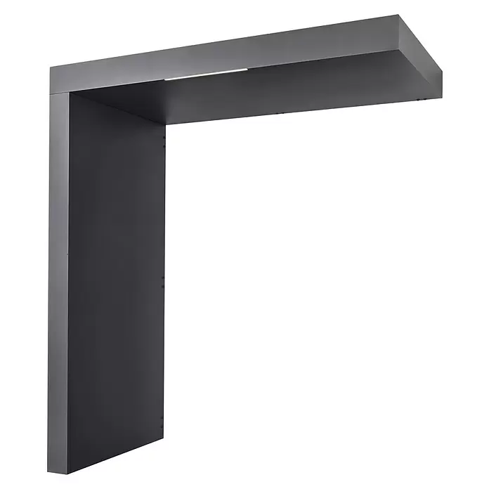 Gutta Rechteckvordach BS Plus 200 UP ST - 200 x 90 x 15,5 cm, Seitenteil links - Dunkelgraue L-förmige Architekturlampe mit integriertem LED-Streifen.