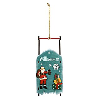 Christbaumschmuck Weihnachtsschlitten (Bunt, Holz, 1 Stk., 5 x 15 x 33 cm)