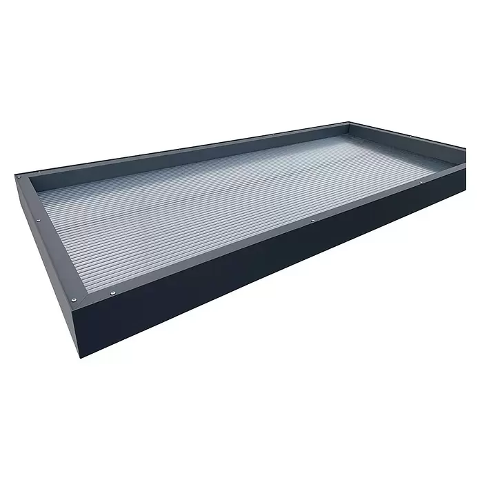 Gutta Rechteckvordach BS 3D-Line 160 - 160 x 90 x 12,5 cm - Rechteckiges, dunkelgrau gerahmtes Oberlicht mit gerippter, lichtdurchlässiger Platte.