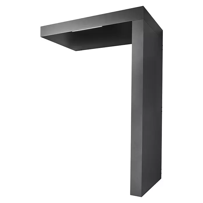 Gutta Rechteckvordach BS Plus 160 UP ST - 160 x 90 x 15,5 cm, Seitenteil rechts - Elegante dunkelgraue L-förmige Pollerleuchte aus Metall mit integriertem LED-Streifen.