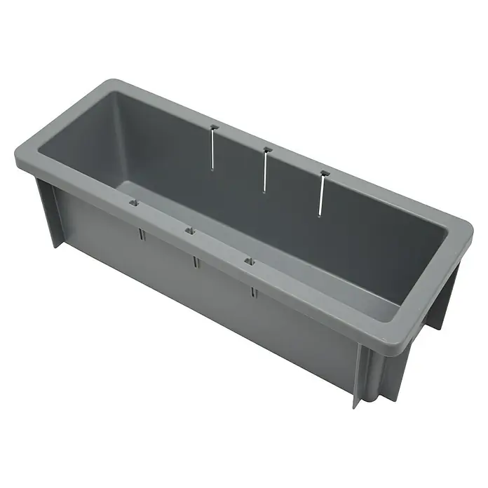BAUHAUS Eurobox - 4,8 l, L x B x H: 400 x 150 x 120 mm - Graue, rechteckige Lagerbox aus Kunststoff mit mehreren Schlitzen und Öffnungen.