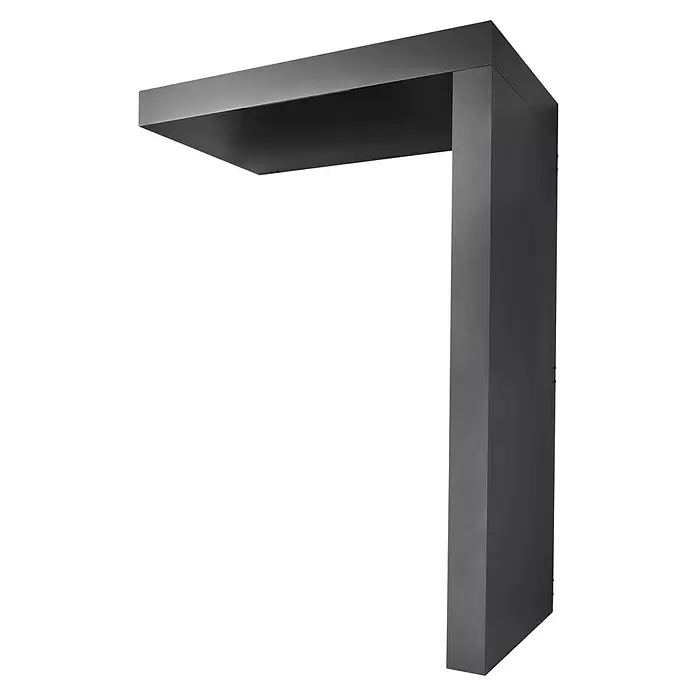Gutta Rechteckvordach BS Plus 160 UP ST - 160 x 90 x 15,5 cm, Seitenteil rechts - Dunkelgraues metallisches L-förmiges Element in minimalistischem Design.