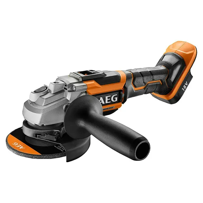 AEG Pro 18V Akku-Winkelschleifer BEWS18-125BL-0 - Ohne Akku, Durchmesser Scheibe: 125 mm, Leerlaufdrehzahl: 11.000 U/min - Akkubetriebener Winkelschleifer von AEG, ideal für Baustellen. Mit Zusatzhandgriff und Schleifscheibe für vielseitige Anwendungen.