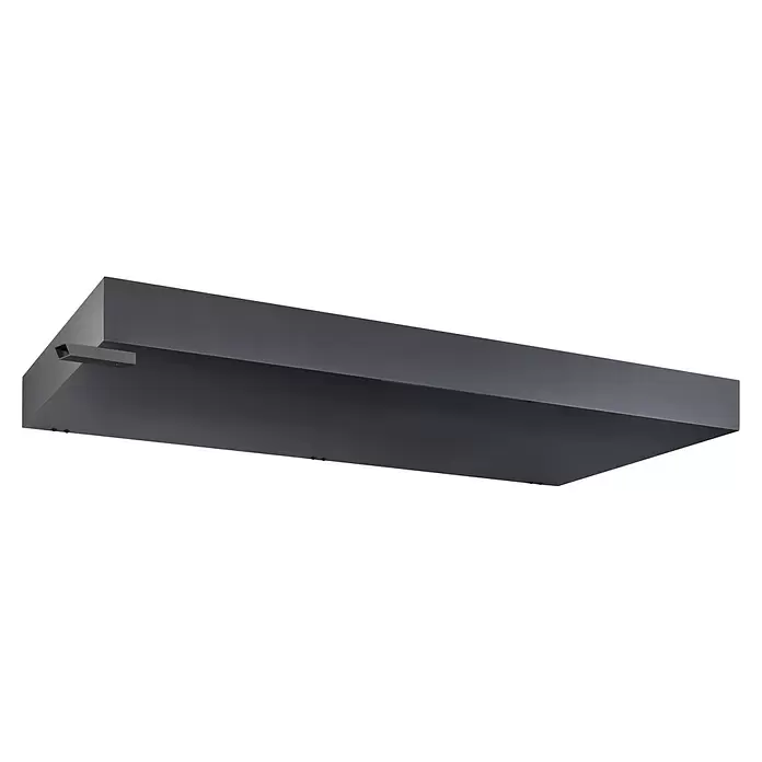 Gutta Rechteckvordach BS Plus 200 UP WSP - 200 x 90 x 15,5 cm, Wasserspeier links - Dunkelgraue rechteckige Außenleuchte mit hervorstehendem Arm, zur Außenbeleuchtung konzipiert.