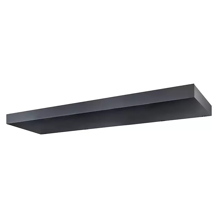 Gutta Rechteckvordach BS Standard 250 UP - 250 x 90 x 15,5 cm - Dunkelgraue rechteckige LED-Platte, schräg von unten gesehen.