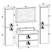 VCM Lendas Badmöbel-Set (147 cm, Anthrazit/Honig-Eiche, Matt) | BAUHAUS