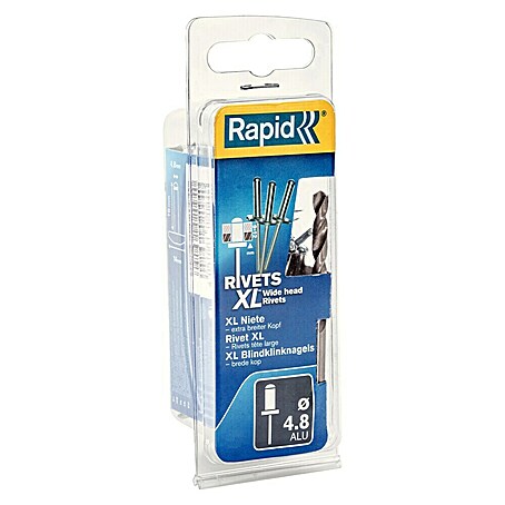 Rapid Blindniete XL (Nietlänge: 12 mm, Nietdurchmesser: 4,8 mm, 40 Stk.)