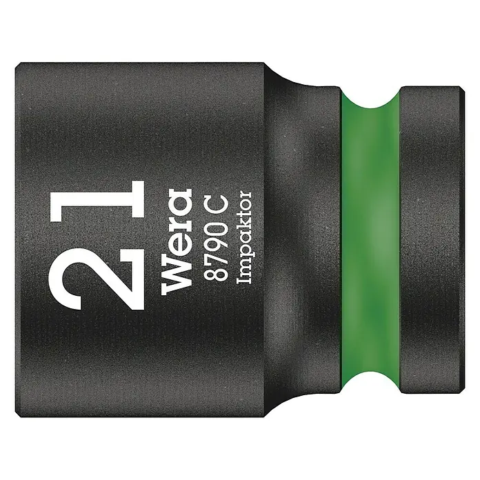 Wera Steckschlüsseleinsatz 8790 C - Schlüsselweite: 21 mm, Antriebsgröße: ½″ - Wera 8790 C Impaktor Steckschlüssel mit Größenangabe 21 und farbiger Kennzeichnung für schnellen Zugriff.