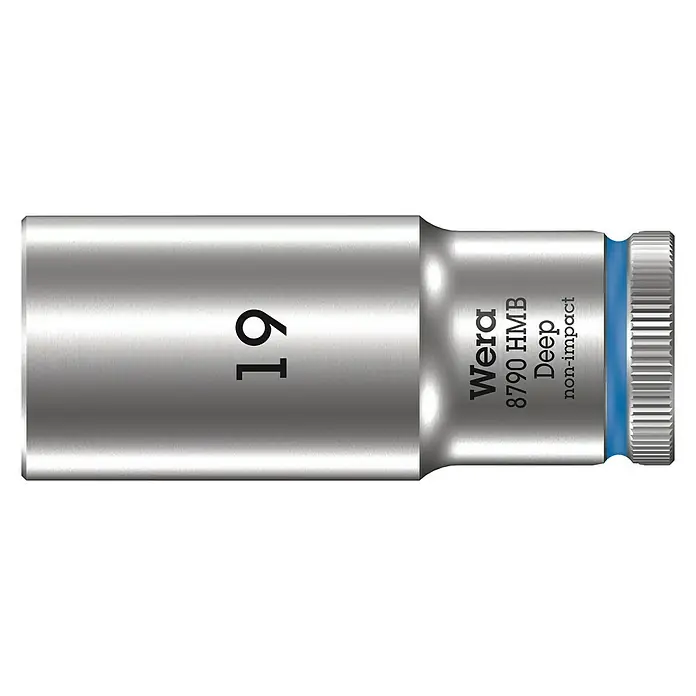Wera Steckschlüsseleinsatz 8790 HMB - Schlüsselweite: 19 mm, Antriebsgröße: ⅜″ - Wera 8790 HMB Deep Steckschlüssel, Größe 19, für präzise Schraubarbeiten. Robust und langlebig für professionelle Anwendungen.