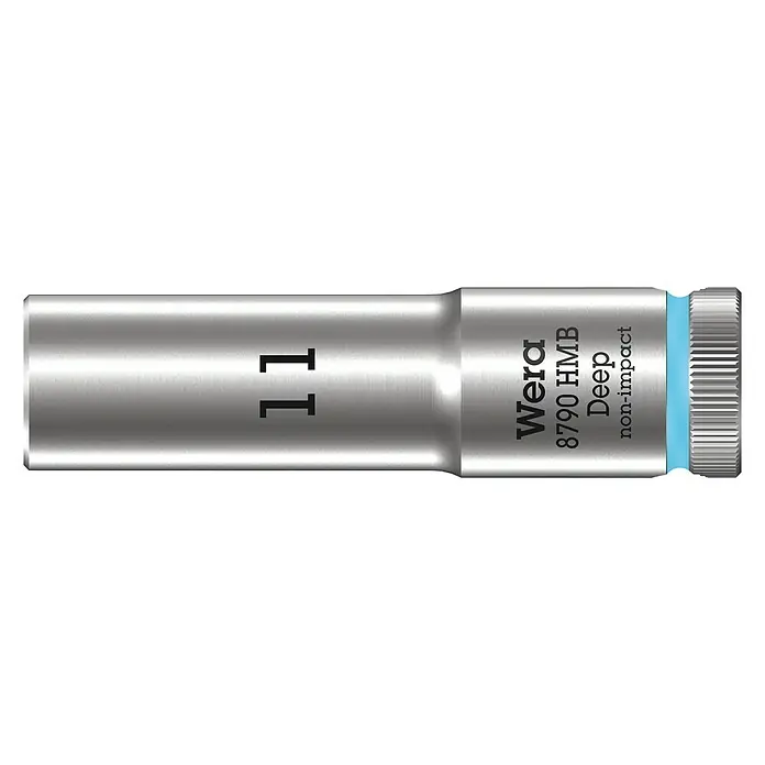 Wera Steckschlüsseleinsatz 8790 HMB - Schlüsselweite: 11 mm, Antriebsgröße: ⅜″ - Wera 8790 HMB Deep Steckschlüssel, 11 mm, ideal für tiefliegende Schrauben. Die Non-Impact-Ausführung schützt Materialien vor Beschädigungen.