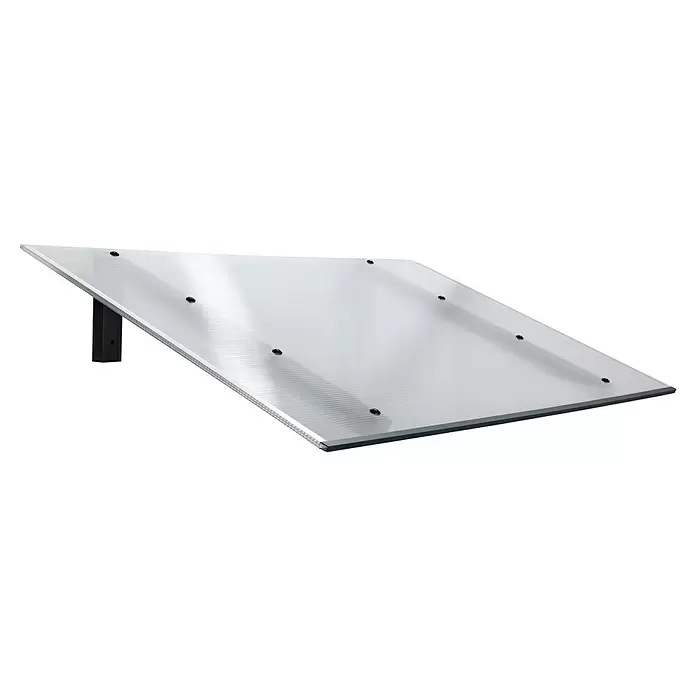 Gutta Pultvordach PT/SE - 150 x 98 x 34,5 cm, Anthrazitgrau RAL 7016, Polycarbonat klar 10 mm - Transluzente gerippte Polycarbonatplatte mit schwarzer Halterung und Schraubkappen, geeignet für Überdachungen.