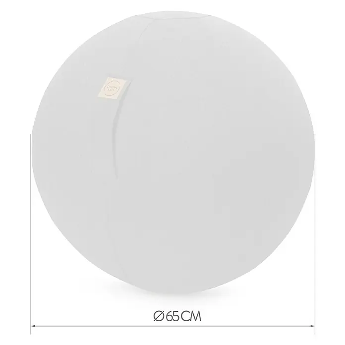 Sitting Ball Gymnastikball Felt - Anthrazit, Durchmesser: 65 cm, 100 % Polyester - Abbildung eines weißen Sitzballs mit einem Durchmesser von 65 cm, perfekt für eine aktive und gesunde Sitzhaltung im Büro oder zu Hause.