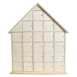 Artemio Caja de madera Calendario Adviento Casa 2 (L x An x Al: 35 x 7 x 44,5 cm, Natural/marrón claro)