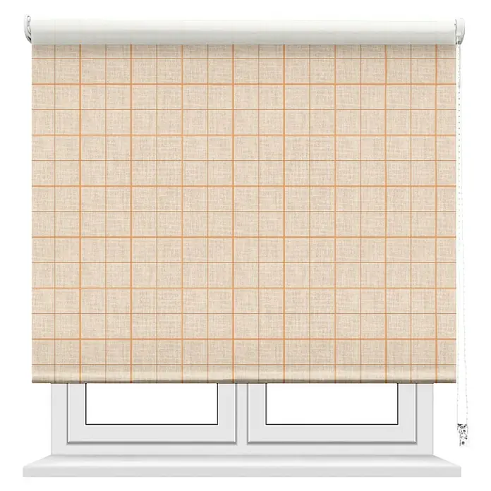 Estor enrollable Cuadro Ajedrez - An x Al: 120 x 190 cm, Natural, Formas y patrones - Estor enrollable con elegante patrón de rejilla naranja, que ofrece privacidad y un toque estético a cualquier habitación.