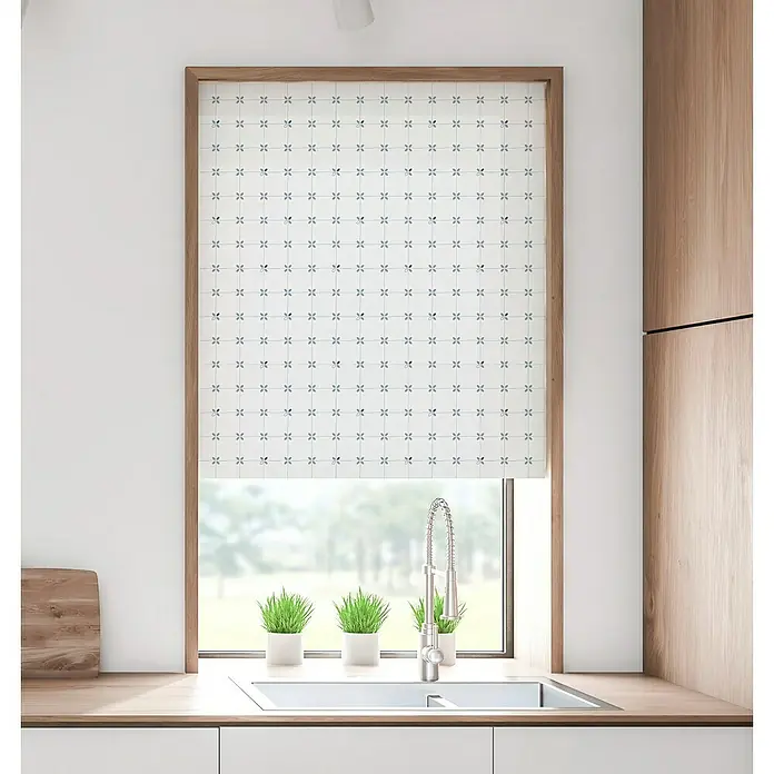 Estor enrollable Dusty Blue - An x Al: 150 x 190 cm, Azul, Formas y patrones - Esta persiana enrollable floral añade un toque de elegancia y privacidad a tu cocina. Perfecta para una decoración de ventanas elegante.