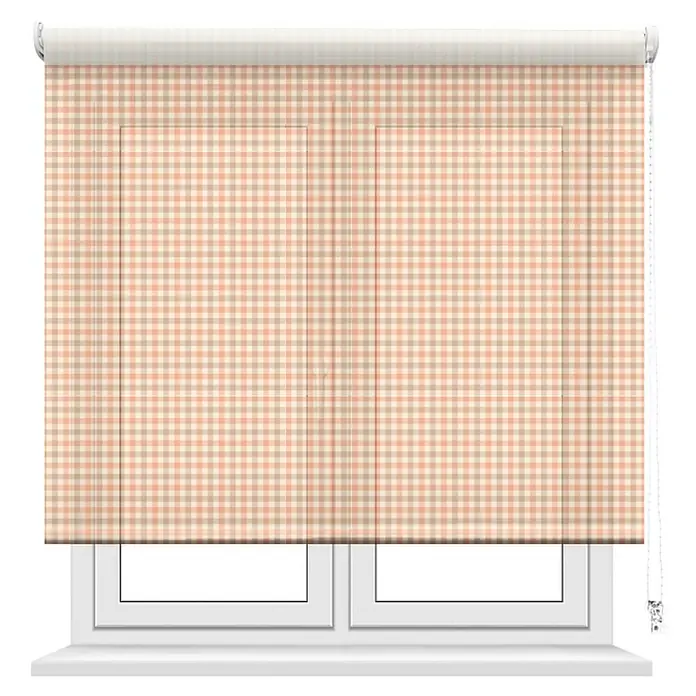 Estor enrollable Vichy - An x Al: 135 x 190 cm, Melocotón, Formas y patrones - Una persiana enrollable con un clásico patrón de cuadros en colores suaves, que filtra suavemente la luz y crea un ambiente cálido en la habitación.