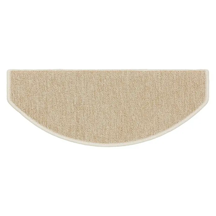 Astra Stufenmatte Fox - 28 x 65 cm, 100 % Polypropylen, Beige - Halbmondförmige Treppenstufe aus beigem Teppich mit cremefarbenem Rand für zusätzlichen Halt und Komfort auf der Treppe.
