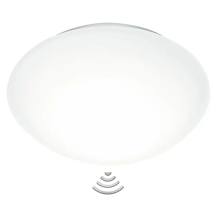 Steinel Sensor-Wand- & Deckenleuchte RS 16 L weiß - 60 W, L x B x H: 27,5 x 27,5 x 9,5 cm, Weiß, E27 - Eine runde Deckenleuchte mit Bewegungssensor, ideal für Flure und Eingangsbereiche, sorgt für automatisches Licht bei Bedarf.
