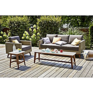Sunfun Anika Loungemöbel-Set (4 -tlg., Polyrattan, Aluminium, Hellgrau)