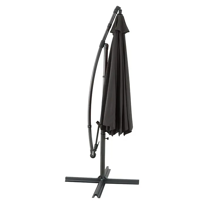 Sunfun Ampelschirm Toscana - Anthrazit, Durchmesser Bespannung: 350 cm - Schwarzer Ampelschirm mit stabilen Kreuzfuß. Ideal für Garten, Terrasse oder Balkon, spendet Schatten und bietet UV-Schutz.
