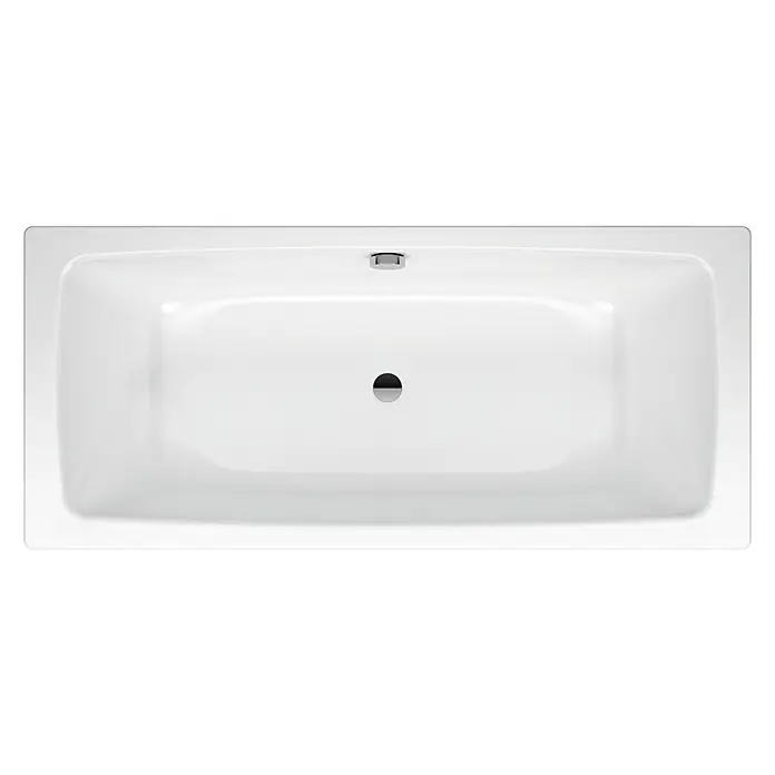 Kaldewei Badewanne Cayono Duo 724 - 170 x 75 cm, Stahl-Email, Alpinweiß - Weisse Badewanne aus der Vogelperspektive. Das Becken verfügt über einen runden Abfluss und einen rechteckigen Überlaufschutz.