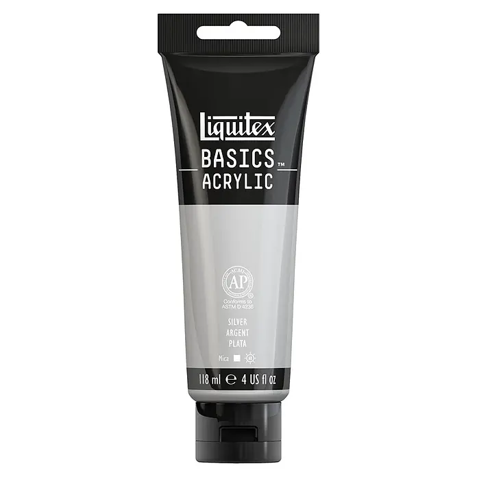 Liquitex Basics Acrylfarbe - Silber, 118 ml - Tube Liquitex Basics Acrylfarbe in Silber, ideal für Künstler und Hobbyanwender. Hochwertige Farbe für vielfältige Anwendungen.