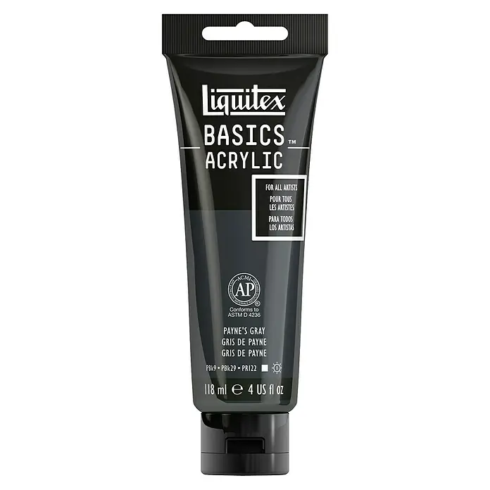 Liquitex Basics Acrylfarbe - Paynesgrau, 118 ml - Liquitex Basics Acrylfarbe in Payne's Gray. Die Farbe eignet sich für Künstler und ist in einer 118 ml Tube erhältlich.