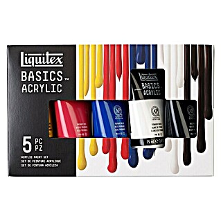 Liquitex Basics Acrylfarben-Set (Farbig sortiert, 5 Stk. x 75 ml, Tube)