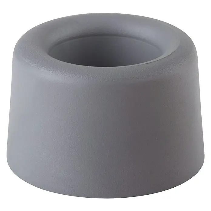 Türstopper - Ø x H: 40 x 25 mm, Grau - Nahaufnahme eines grauen Türstoppers mit Loch auf schwarzem Hintergrund.