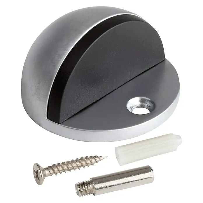 Türstopper halbrund - Durchmesser: 45 mm, Montageart: Schrauben, Chrom - Türstopper aus Metall mit Schrauben und Dübeln. Dieses Set beinhaltet alles, was man zur einfachen Montage benötigt.