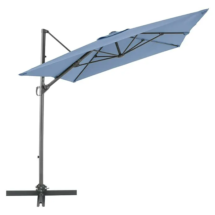 Sunfun Ampelschirm Florenz - Blau, Bespannungsmaß (L x B): 200 x 250 cm - Dieser rechteckige, hellblaue Sonnenschirm bietet zuverlässigen Schutz vor der Sonne und spendet angenehmen Schatten im Freien.