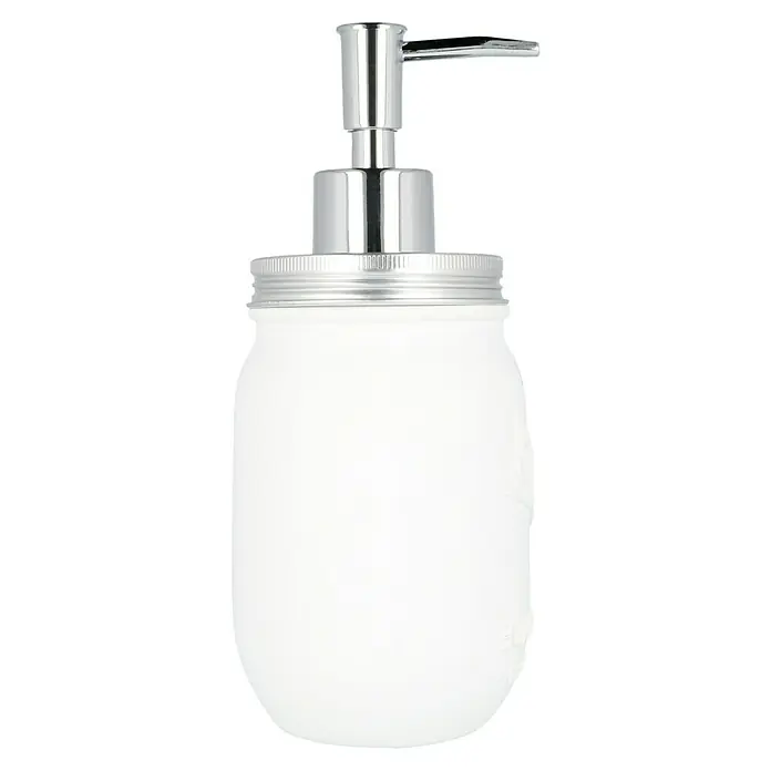 Venus Bath Seifenspender - Polyresin, Weiß - Weiße Seifenspenderdose im Einmachglas-Design mit verchromtem Spender für Küche und Bad.