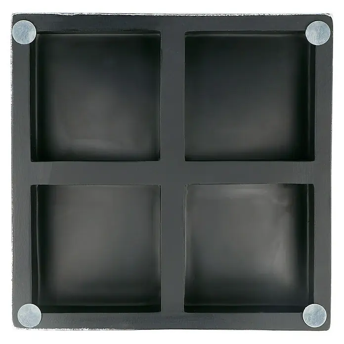 Camargue Couture Seifenschale - Polyresin, Schwarz/Weiß - Schwarzes Regal mit vier Fächern, ideal zur Aufbewahrung verschiedener Gegenstände und zur stilvollen Dekoration Ihres Zuhauses.