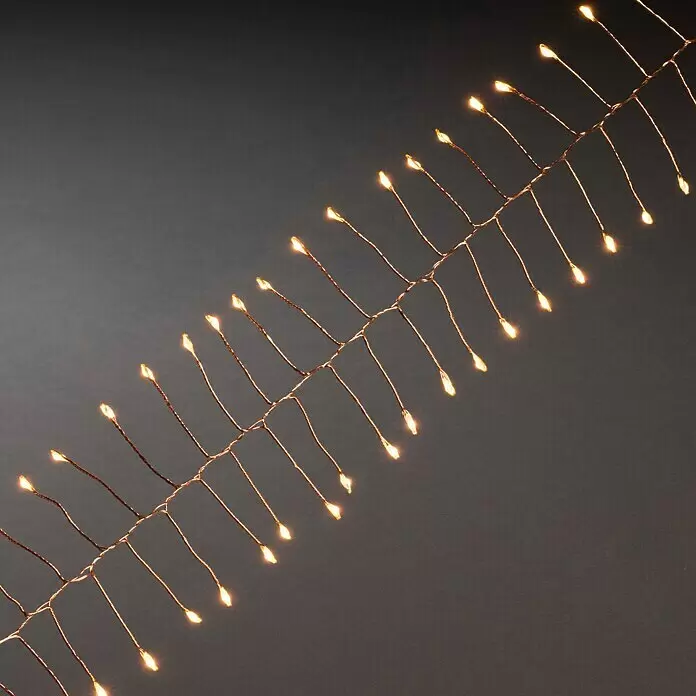 Konstsmide LED-Lichterkette Micro LED Firecracker - Innen, Lichtfarbe: Bernstein, Anzahl Leuchtmittel: 60 Stk., Batteriebetrieben, Kupfer - Vorderansicht