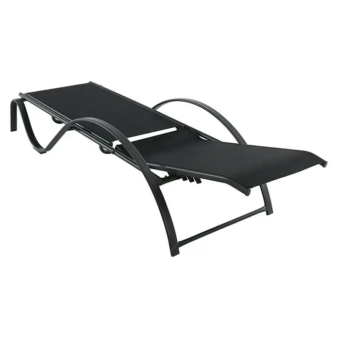 Sunfun Tumbona de jardín Ikara - 63 x 198 x 28 cm, Negro, Acero, Respaldo regulable - Tumbona negra con estructura metálica y respaldo ajustable para jardín o terraza. Relajación cómoda al aire libre.