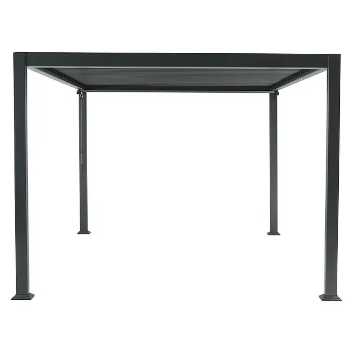 Sunfun Pérgola estándar Palma - An x Pr: 300 x 300 cm, Antracita, Aluminio - Esta imagen muestra una pérgola negra moderna con techo de lamas. El diseño simple y la construcción robusta la hacen ideal para el jardín.