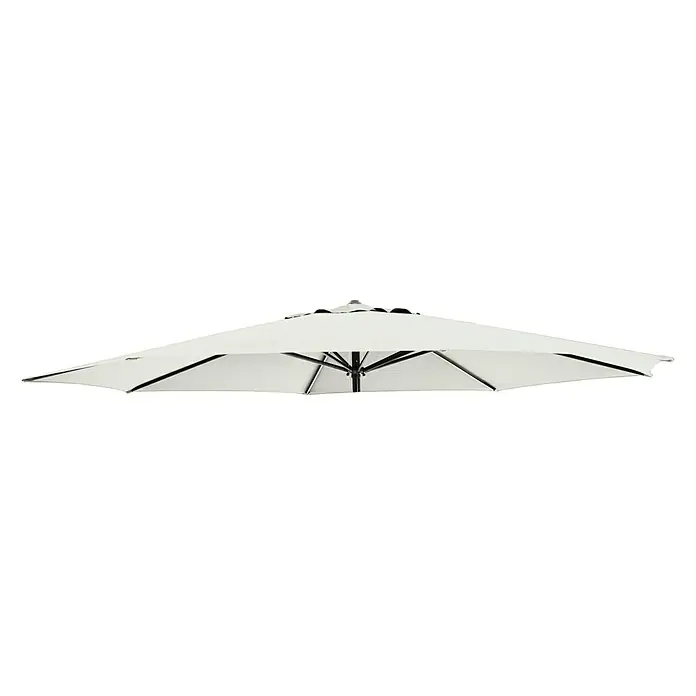 Sunfun Techo de repuesto Trentino II - 300 cm, Crudo, Específico para: Sunfun parasol de jardín Trentino II - Primer plano de una sombrilla blanca abierta con estructura negra, ideal para la protección solar en exteriores.