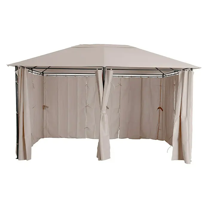 Sunfun Carpa con laterales Dominica - An x Pr: 296 x 396 cm, Color del techo: Beige - Pérgola independiente con cortinas, ideal para jardín o patio. Esta pérgola ofrece protección contra el sol y la lluvia.