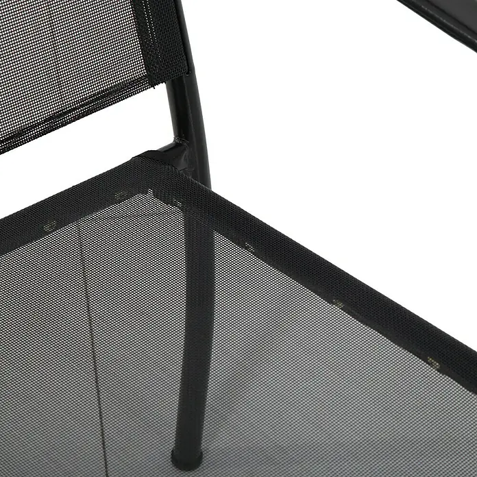 Sunfun Silla de jardín Lea - 66 x 56 x 86 cm, Negro, Acero/Textiline, Apilable - Primer plano de una glorieta negra con una fina malla, que proporciona sombra y protección contra insectos. Ideal para jardines y patios.