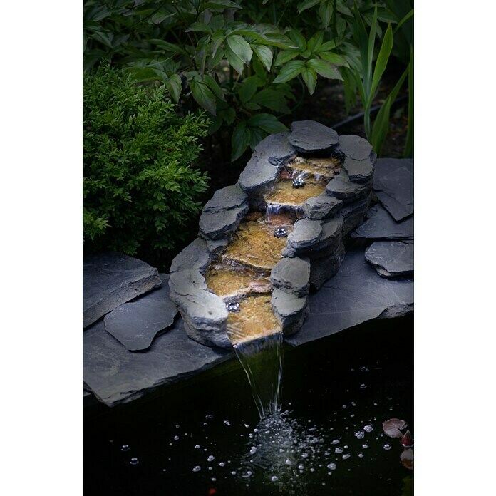 Ubbink Einbau-Wasserfall Cazorla (74 x 34 x 29 cm, Polyresin, LED)