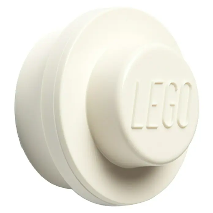 Lego Garderobenhaken - Swz, Grau, Weiß, 3 Stk. - Nahaufnahme eines einzelnen weißen LEGO-Steins mit dem LEGO-Logo auf der Oberseite.