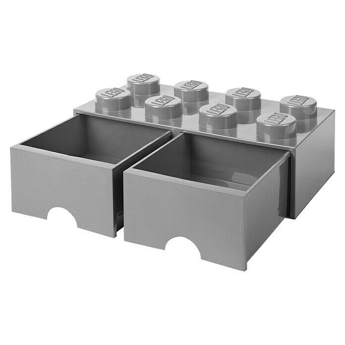 Lego Schubladenbox BrickL x B x H: 50 x 25 x 18 cm, Grau, Anzahl Schubladen: 2 Stk. Right Side View