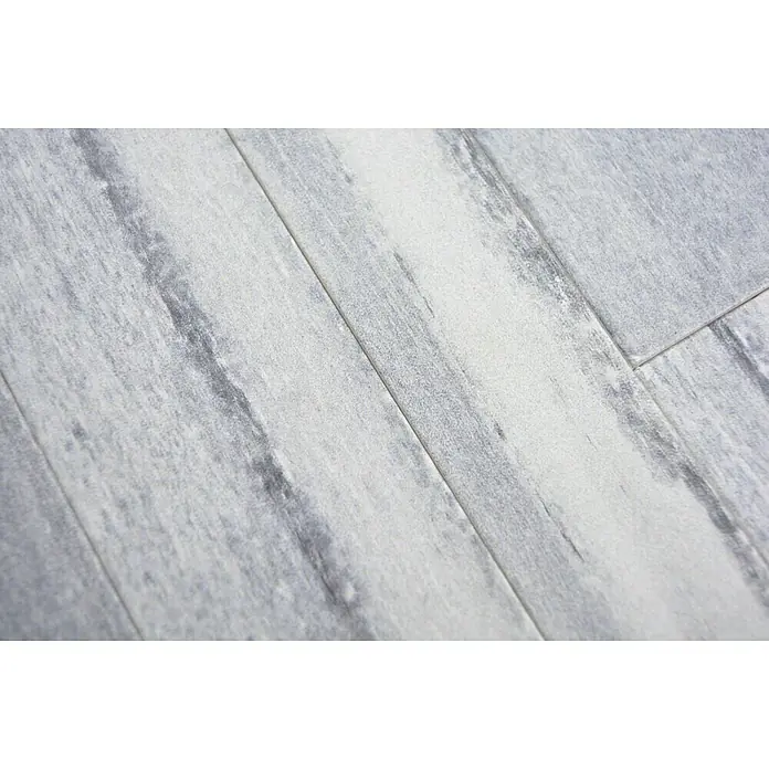 Selbstklebemosaik SAM 4WV5GV - 60 x 15,2 cm, Grau, Matt - Nahaufnahme des modernen grauen Vinylbodens mit Holzmaserung, der eine stilvolle und pflegeleichte Bodenlösung bietet.