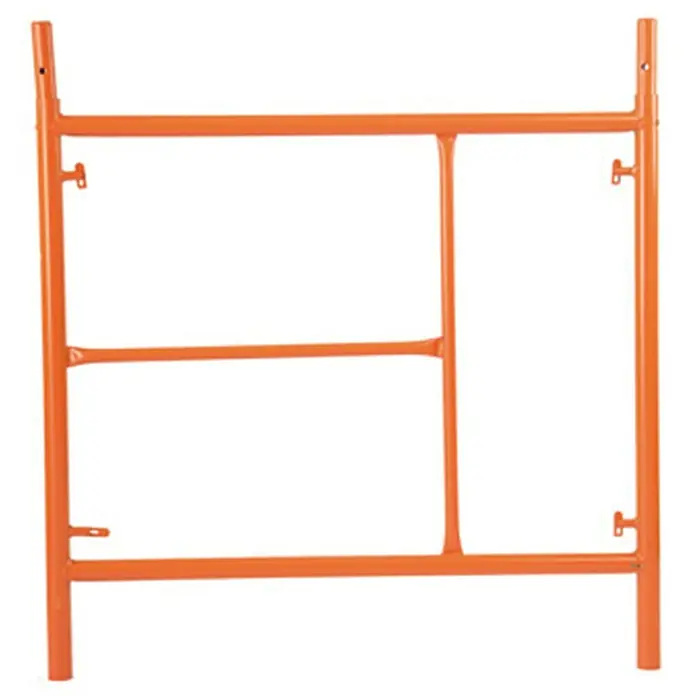 Altrad Marco vertical GS80002.F - An x Al: 100 x 100 cm - Esta imagen muestra un componente de andamio naranja. Esta pieza de andamio se utiliza para construir una estructura temporal de altura ajustable.