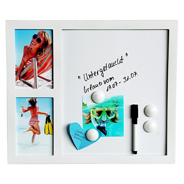 Magnet-Schreibtafel Foto-Magnetboard39,6 x 33,7 cm, 39,6 x 33,7 cm, 2 Fotoplatzhalter, Kunststoff Right Side View